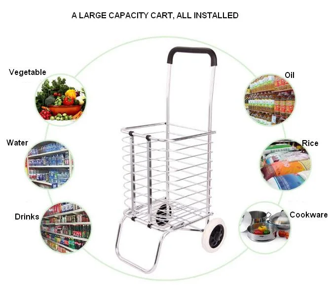 China Supermarket Lightweight Aluminum Alloy Folding Grocery Shopping Trolley Cart