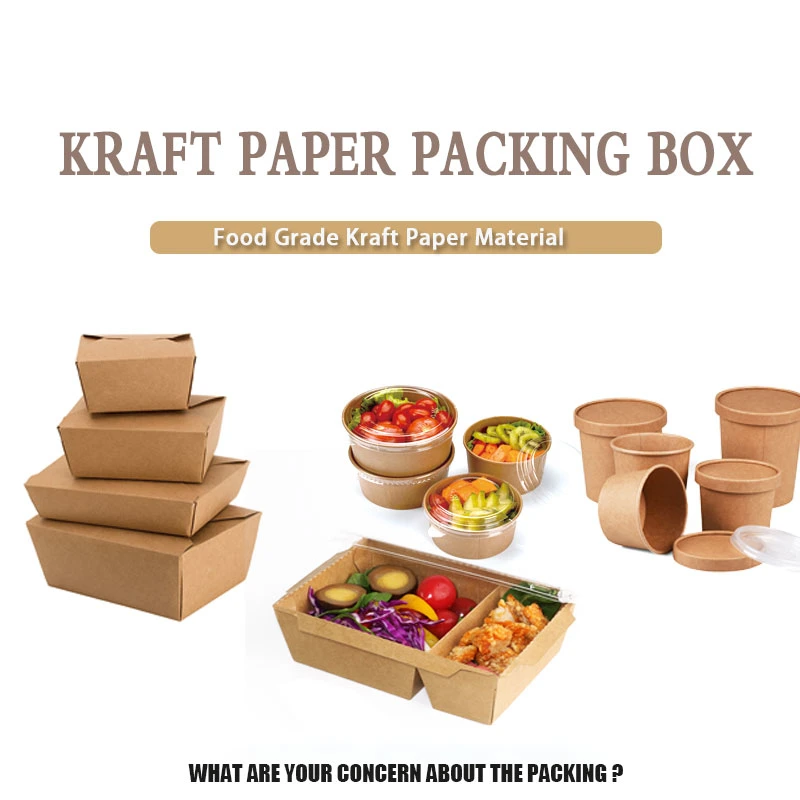 Fast Food Containers Custom Printed Kraft Lunch Fast Food Paper Box with Air Hole