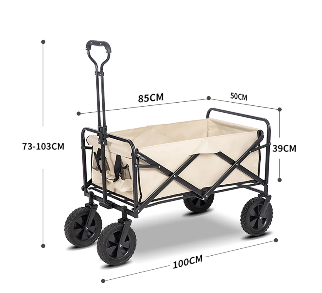 Multi Purpose Collapsible Folding Outdoor Camping Trolley Folding Portable Picnic Small Push-Pull Trailer Shopping Cart