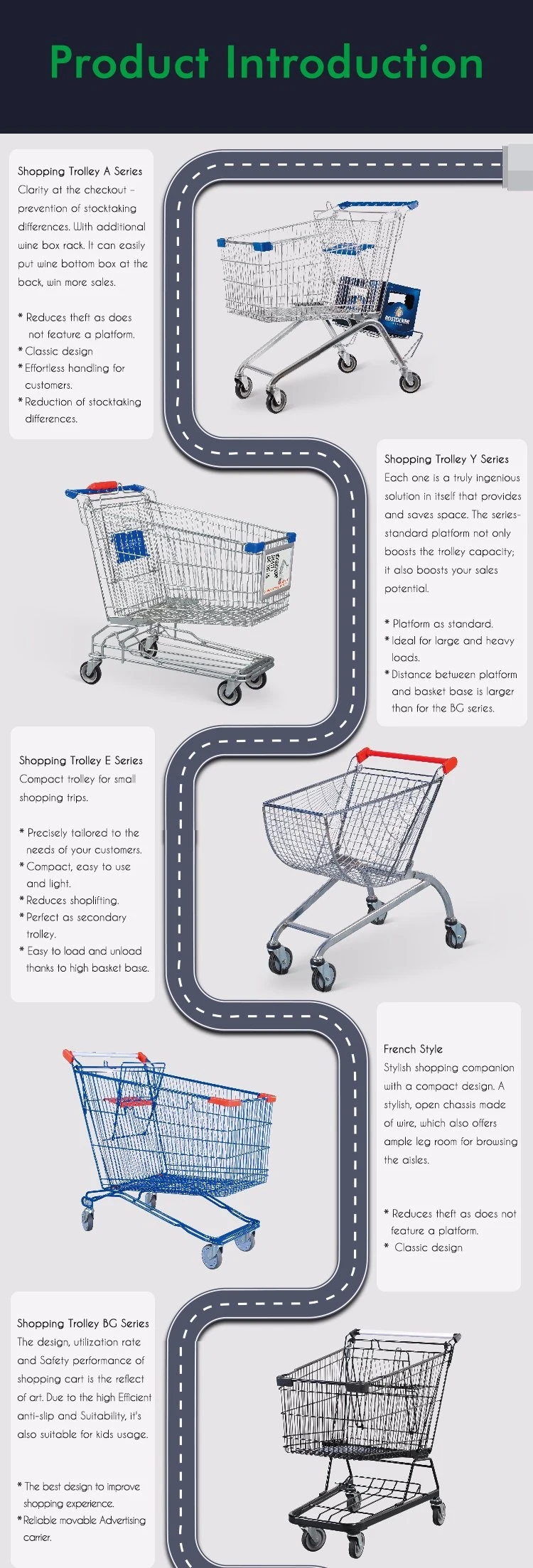 Pull Along Retail Hot Sale Shopping Trolley Carts