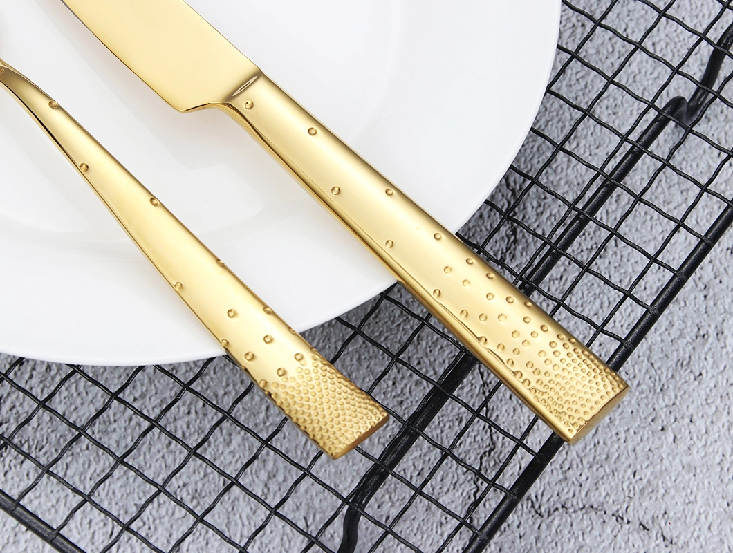 Stainless Steel Polish Luxury Gold Plated Colorful Handle Dinner Set Dinnerware Cutlery